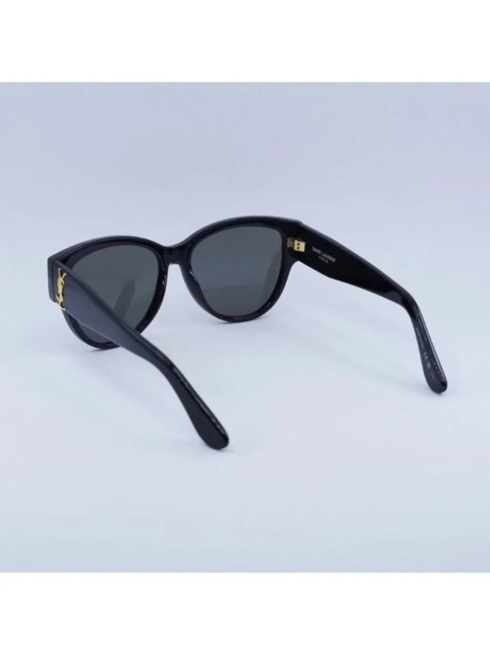 Saint Laurent SLM3 002 Sunglasses Black Cat Eye Frame, Grey Lenses